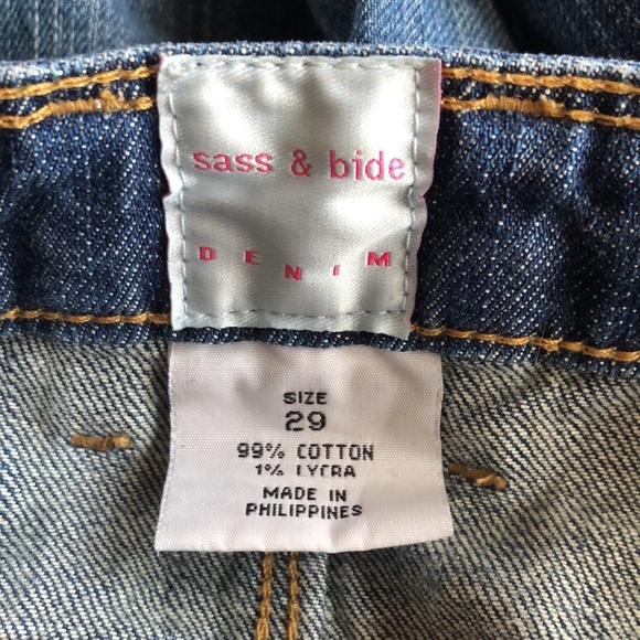 Sass & Bide Low Rise Medium Dark Wash Straight Leg Jeans 29 Neon Nights - Picture 7 of 9